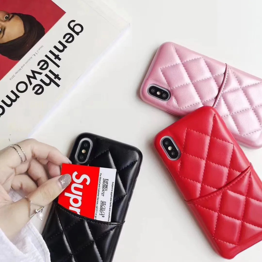 Black leather mobile phone case compatible with iPhone XS Max and other iPhone models