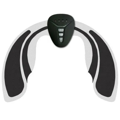 Hip vibration massager with adjustable intensity, lightweight 0.38kg, available in white colour with patch