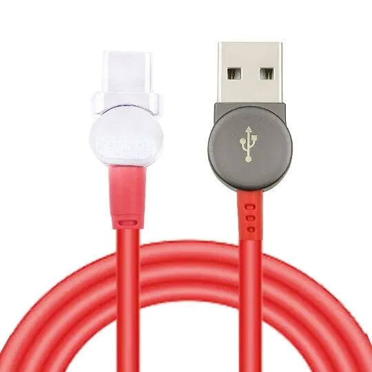 Rotating magnetic three-in-one charging cable with blind magnetic connector in 1m length, black colour, with interchangeable Apple, Type-C, and Android heads