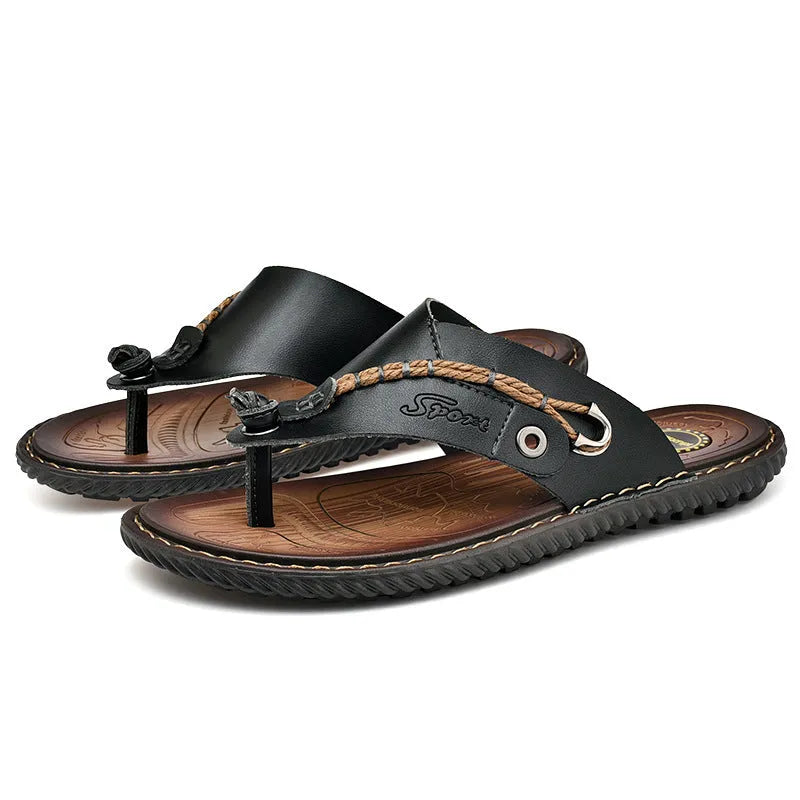 Men's non-slip casual slippers with PU leather uppers in four colour options