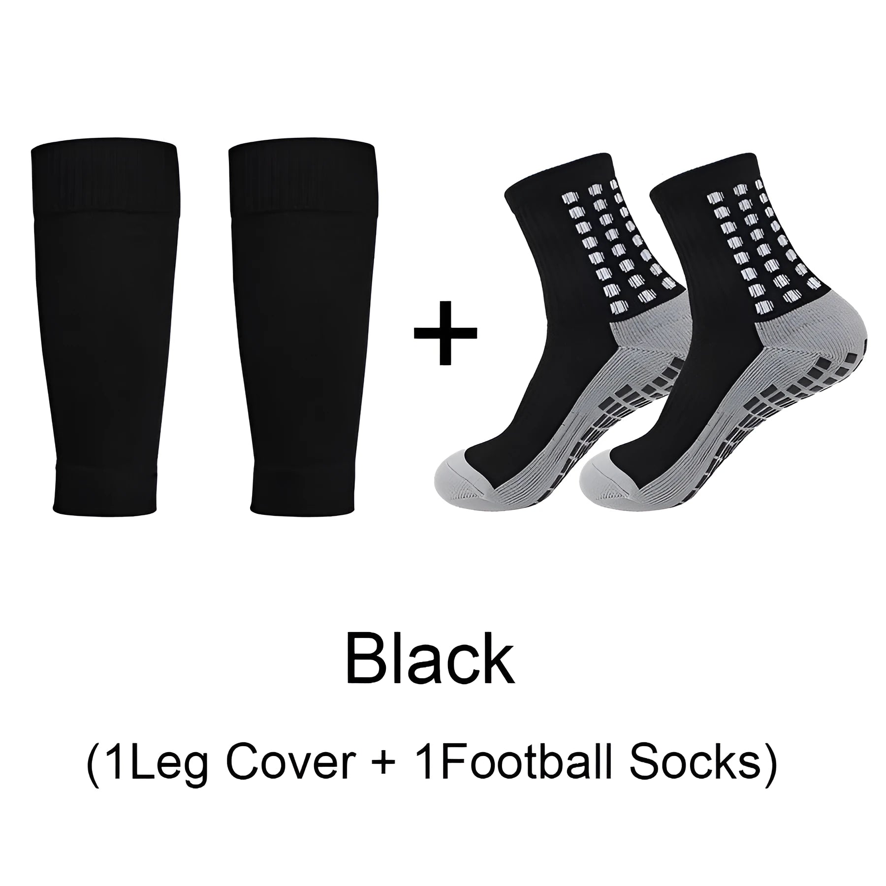 Sports soccer socks with knee pads, glue dispensing non-slip, mid-calf length, polyester blend, solid colour, for men and women