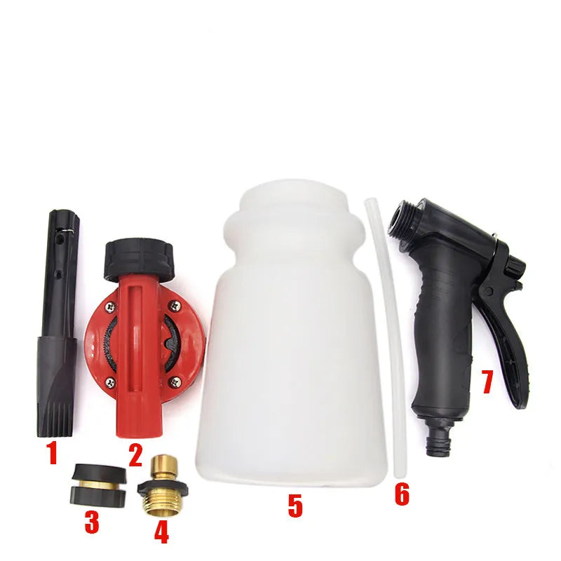 Foam pot high pressure water gun for garden watering and spraying.