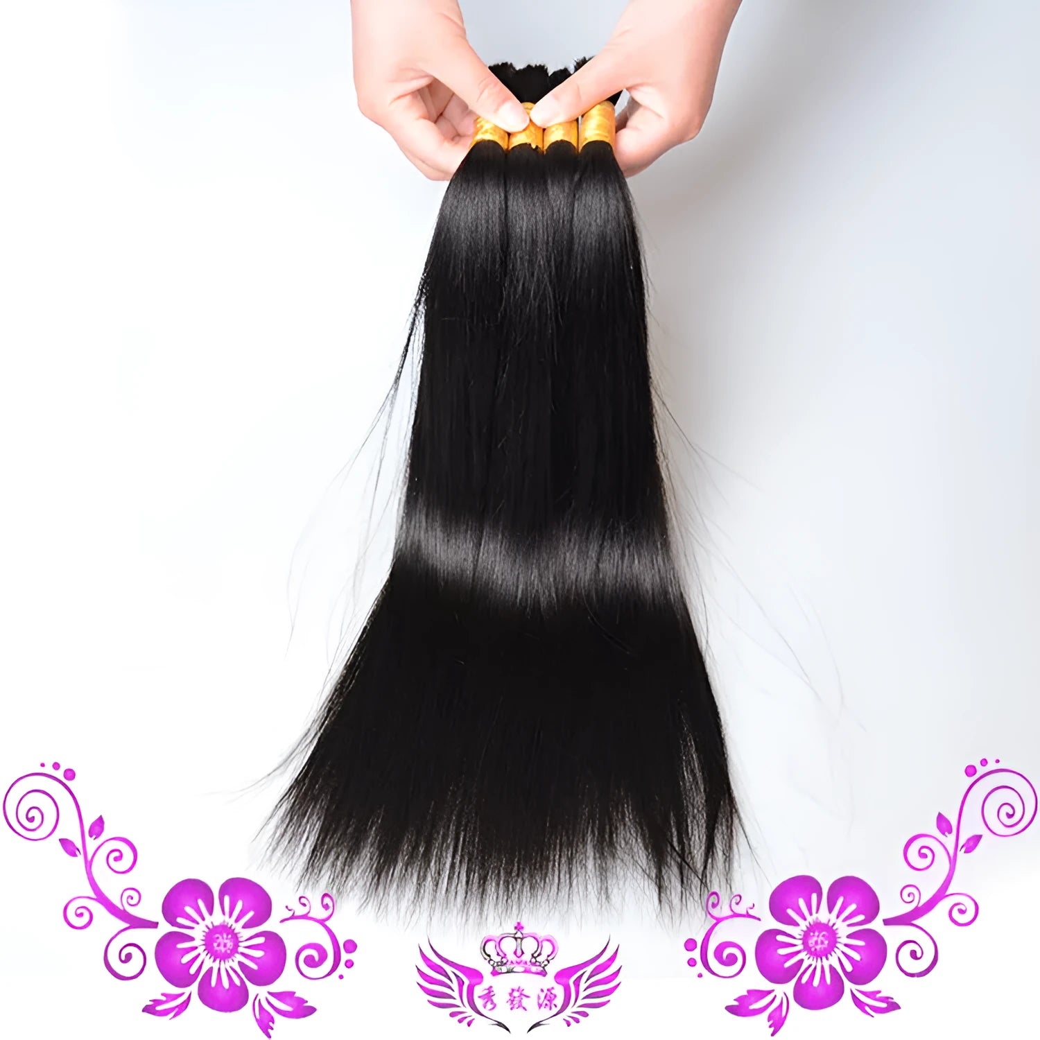 Real human hair hair piece in natural colour with silk base, 20 inch length