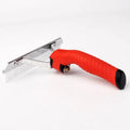 Large red dog comb with rubber handle and metal teeth for pet grooming