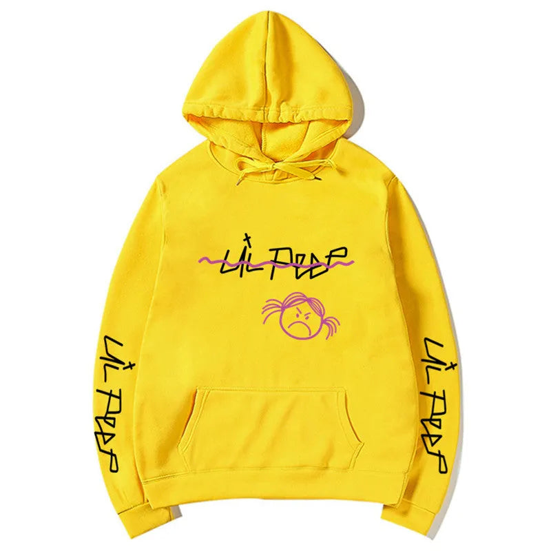 Lil Peep Love Winter hoodie in Beige, loose fit, hooded, printed Cry Baby design