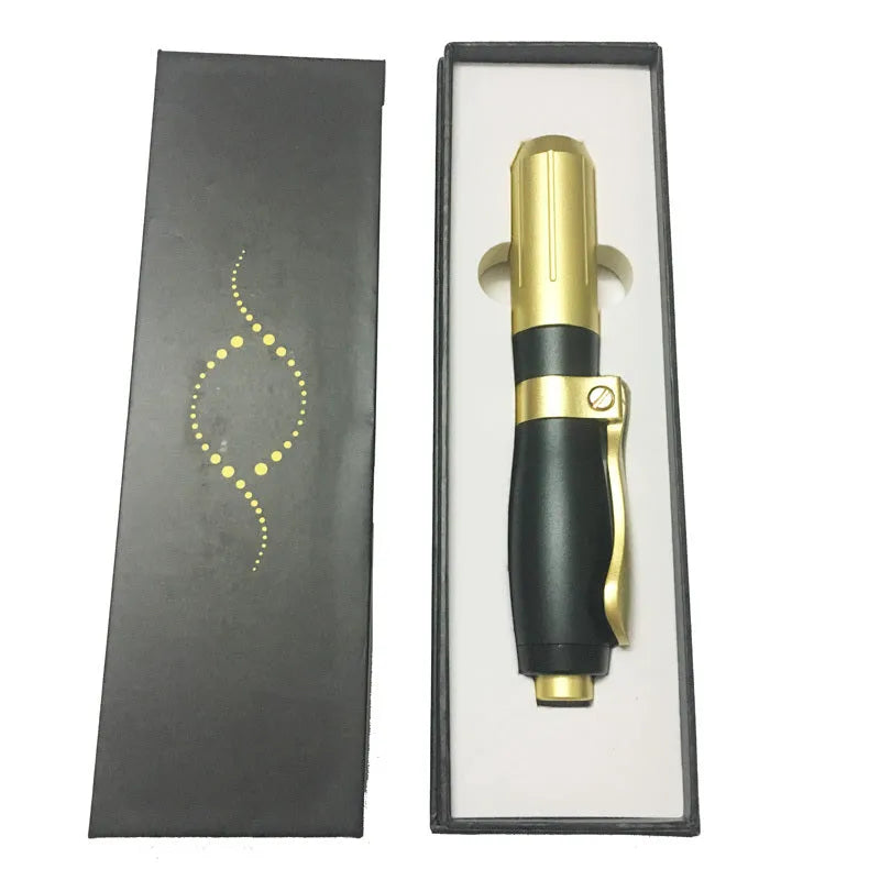Black needle-free hyaluronic acid pen 16.5cm x 3cm with 0.01ml resolution for mesotherapy skin hydration
