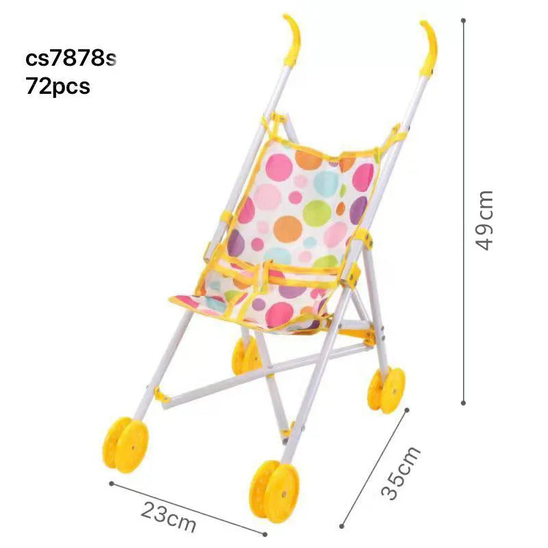 Girls metal baby stroller toy with iron rod construction for children aged 4-6 years, simulation trolley design
