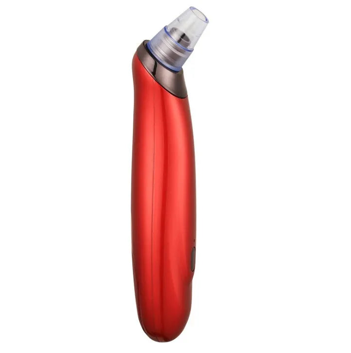 Black electric blackhead extractor device with multiple nozzle attachments for skin pore cleaning