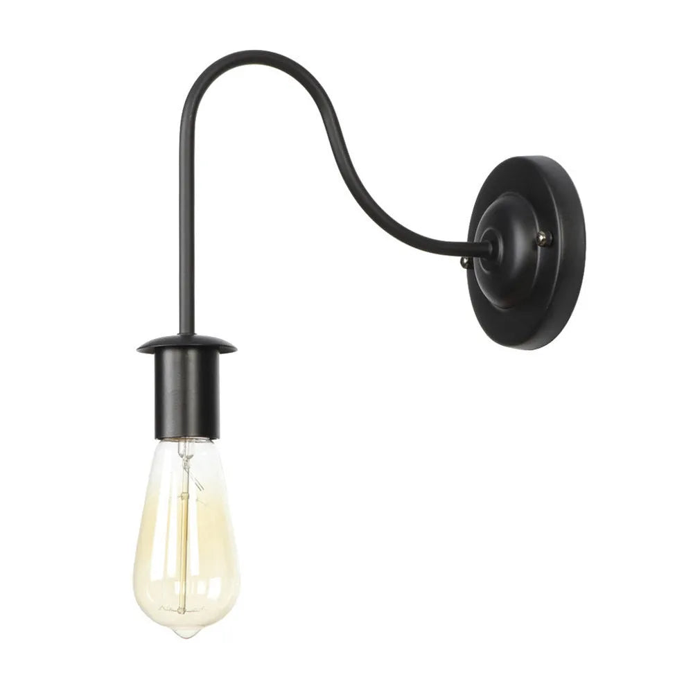 Antique black decorative wall lamp with iron lampshade and E27 lamp cap for stairway, 110-240V
