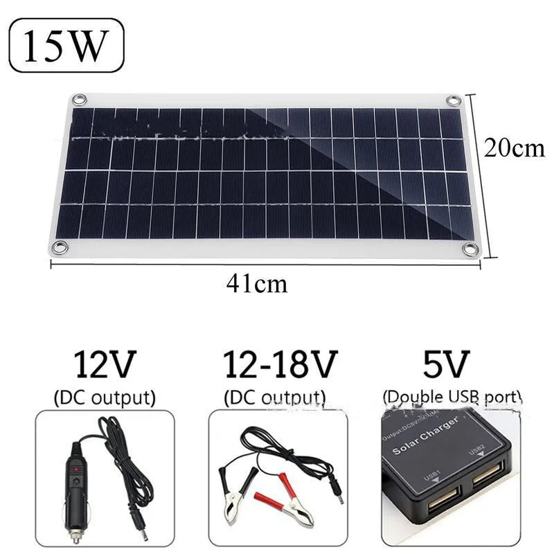 Polycrystalline silicon solar panel with dual USB ports for outdoor device charging