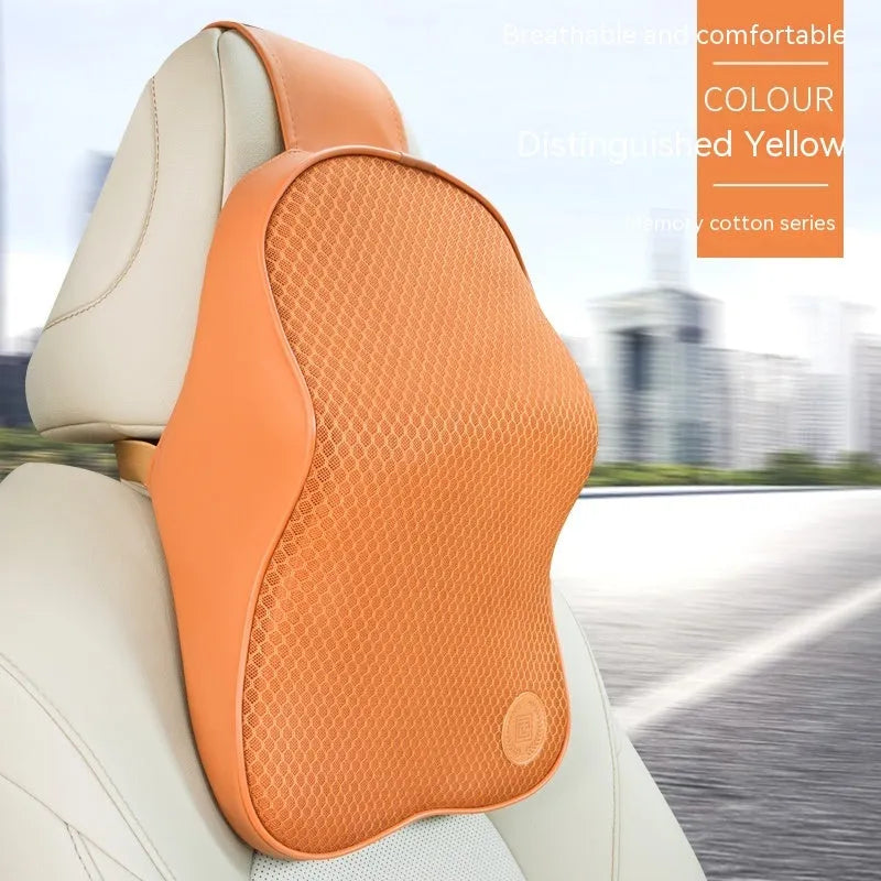 Memory foam automotive headrest and lumbar support pillow set in multiple colour options