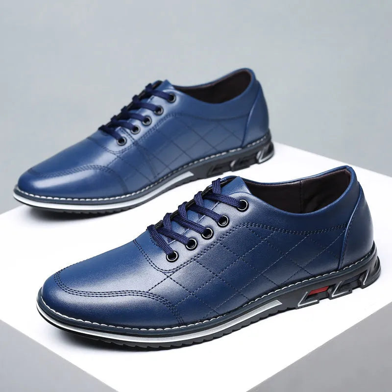 Non-slip casual sports shoes with round toe, square heel, artificial PU upper, and rubber sole in black