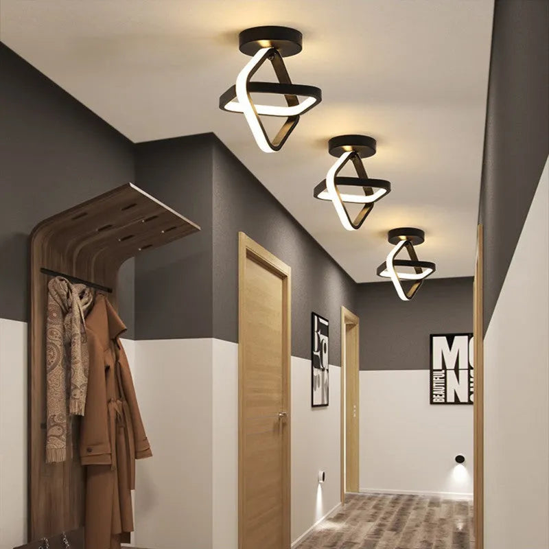 Modern aluminium ceiling lamp in black for corridor entrance hall lighting with remote control