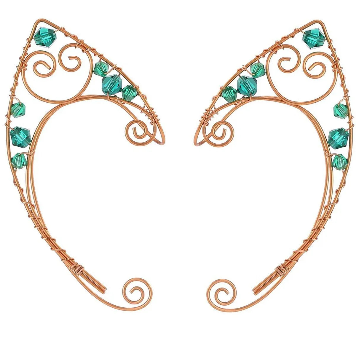 Hand-woven crystal-like mixed material earrings in gold tone, original design, shown as a pair.