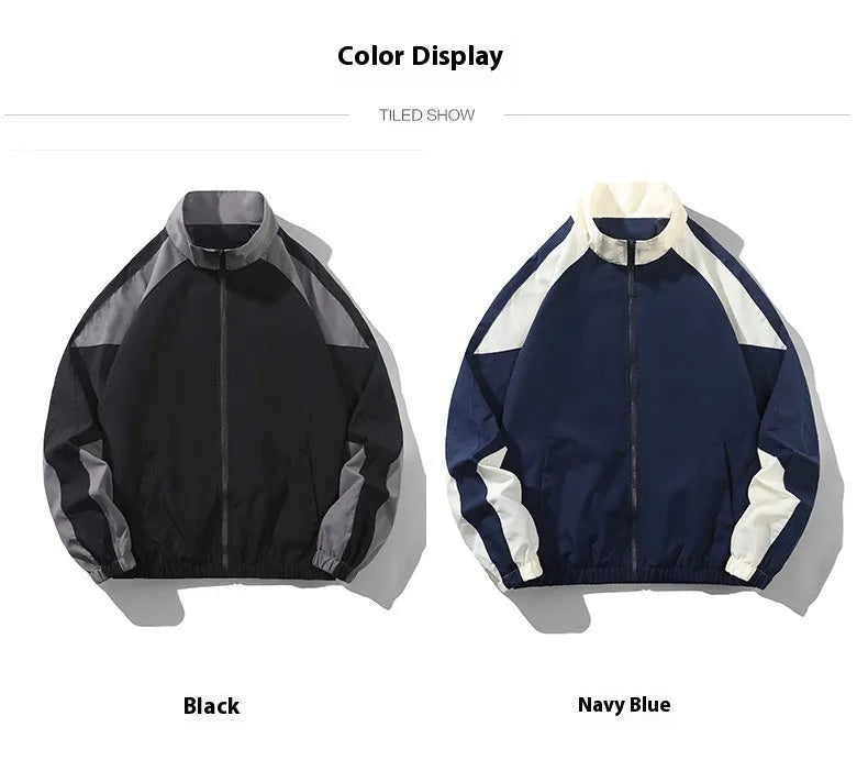Men's casual jacket with contrast stitching design in black colour showing side pockets and regular sleeve construction