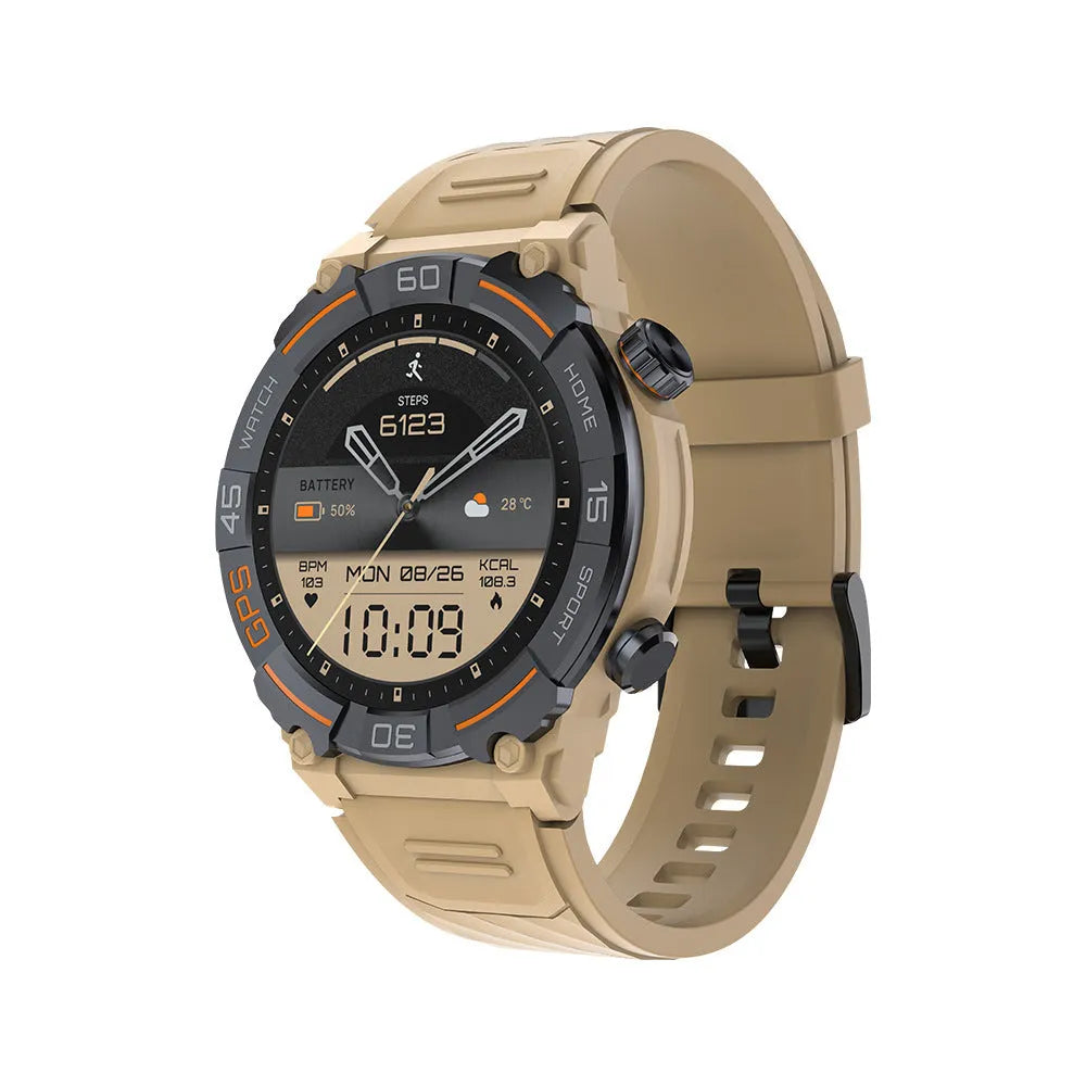 MG02 smart watch with Bluetooth calling on wrist, showing TFT touch screen displaying health metrics.