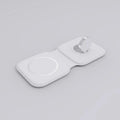 LFX-163 foldable wireless charger in fish-water blue colour charging a mobile phone and watch