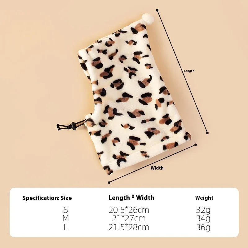 Cute bear face cloth headdress with rabbit ears for dogs or cats in leopard print, black, or red.