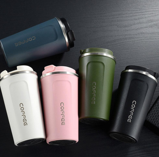 Leak-proof Insulated Travel Mug - 380ml/510ml Double-Walled Stainless Steel Coffee Flask - Car Cup Holder Friendly for Commuting, Office & Outdoors