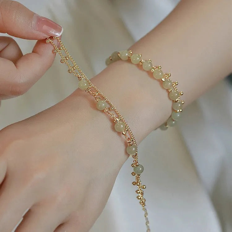 Hetian Jade bracelet with natural gemstone beads and princess running design