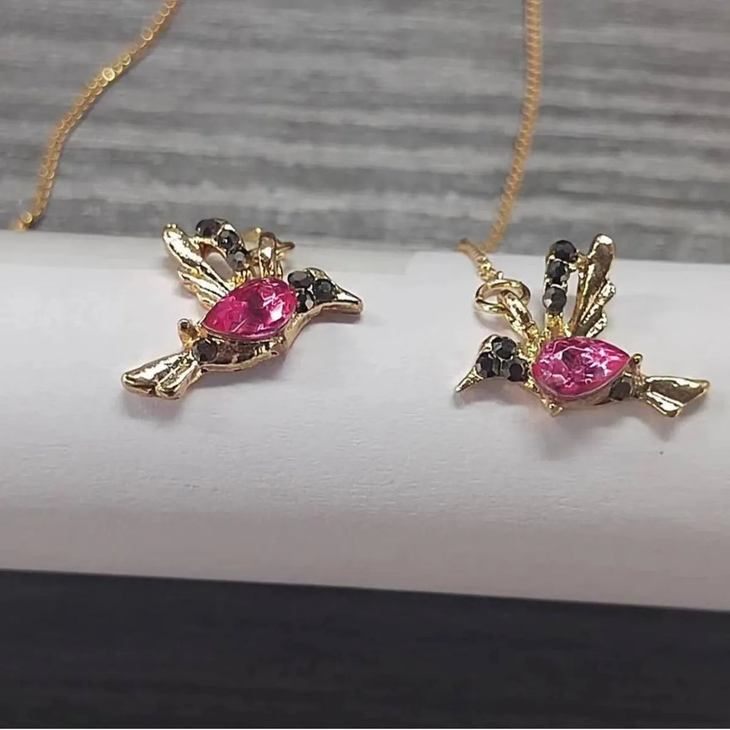 Bird hanging long earrings with electroplated zirconium wings in red, blue and red lvzuan colours