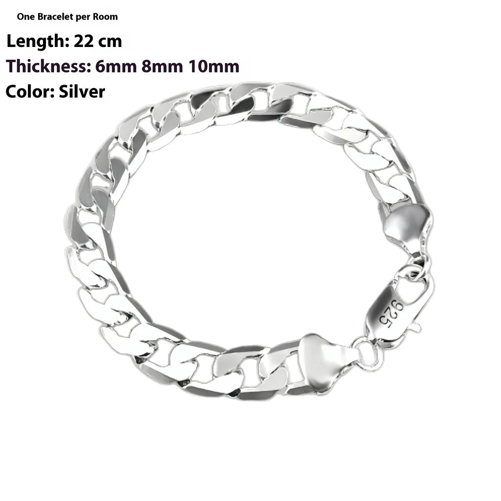 Silver-plated copper geometric bracelet on display, 22cm length, 10mm width, unisex style
