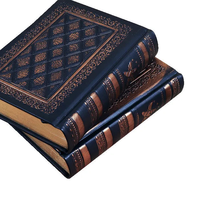 Embossed faux leather notepad with three-dimensional textured cover in bronze or black gold colour