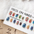 Spring suede frosted seal nail art stickers for ladies, 40 pieces, short ladder shape, ultra-thin seamless sweet Chinese style design