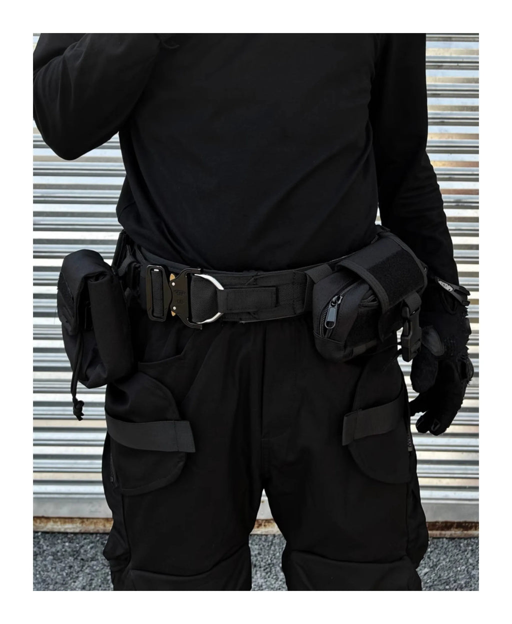 Black detachable multifunctional tactical belt with fabric and alloy buckle for men and women