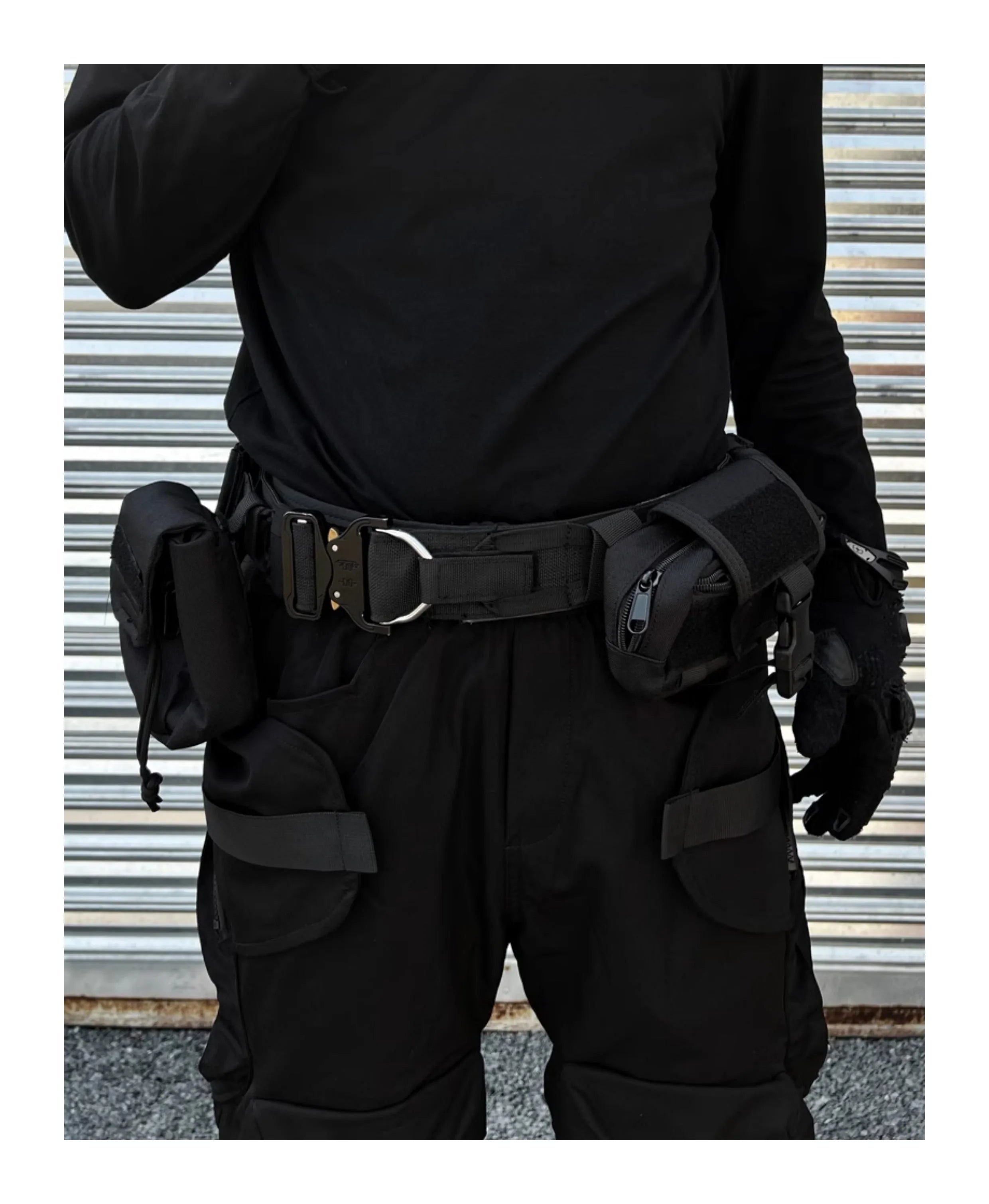 Black detachable multifunctional tactical belt with fabric and alloy buckle for men and women