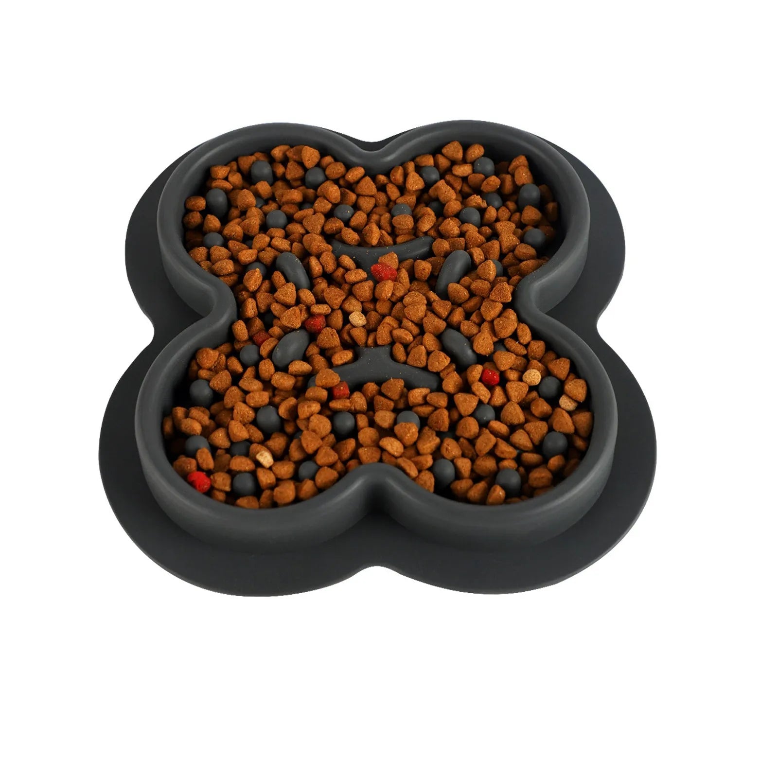 Silicone pet licking pad slow feeder mat in green colour with textured surface, showing scale.