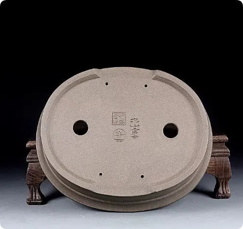 Handmade antique oval bonsai flower pot in purple sand clay for succulents