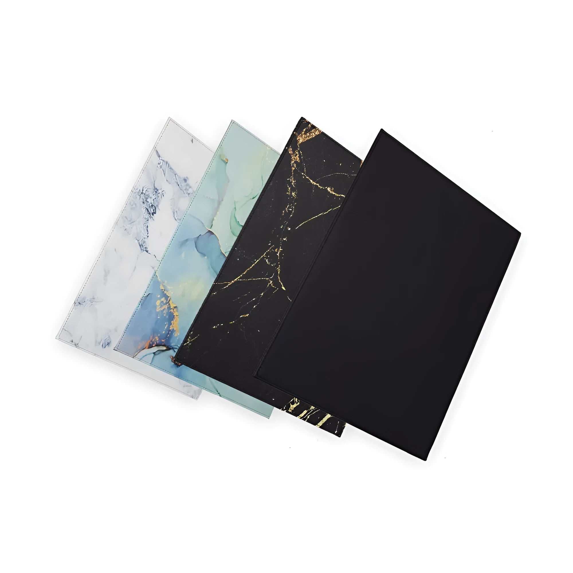 Durable anti-radiation tablet pad with heat-insulating print in black gold colour.