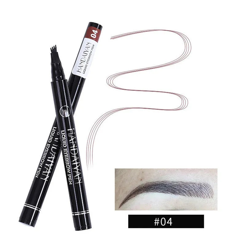 Four-head eyebrow pencil in black with colour options: light coffee, gray coffee, brown, dark brown