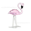 Pink flamingo crystal decorative figurine on a white base for modern home table decor.