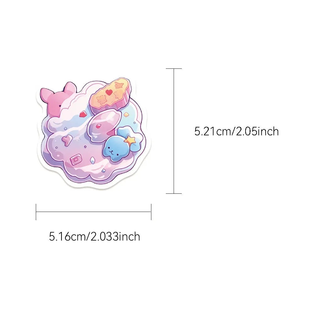 Pack of 50 cute candy-coloured decorative waterproof stickers for planners and journals.