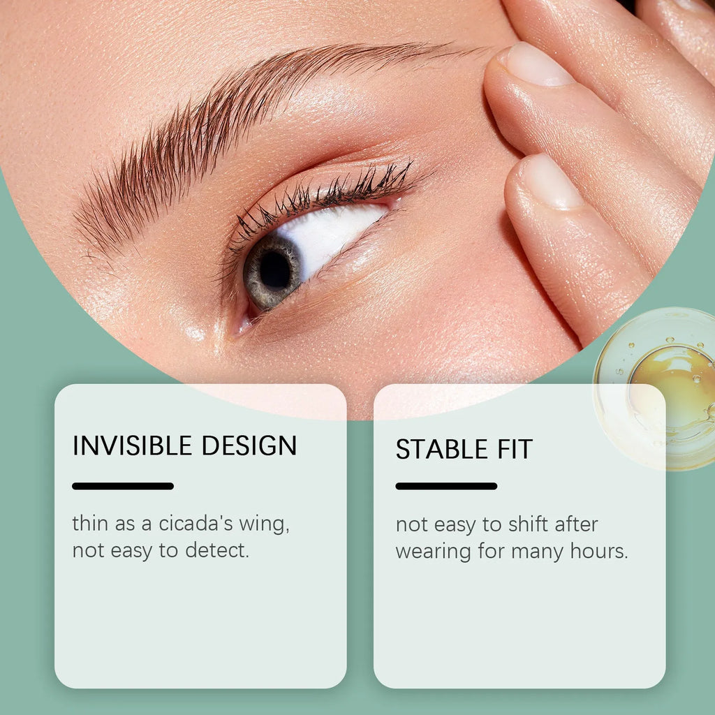 Meimu Tie transparent eyelid stickers pack containing 80 pieces for creating an eyelid crease.