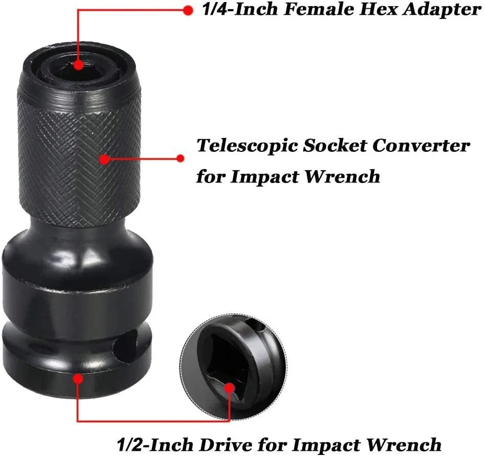 No. 45 steel scaling bit holder with telescopic sleeve and hexagonal handle for electric wrenches