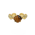 Women's adjustable silver ring with a shell tiger eye design in white gold or 18K gold colour plating.