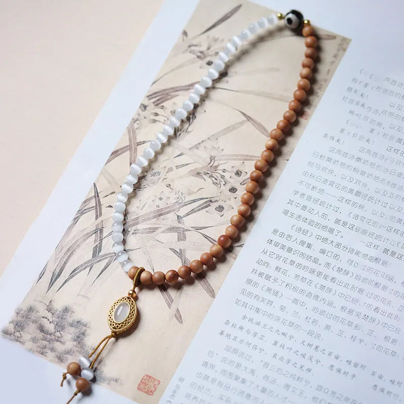 Sandalwood opal double ring Tibetan beads bracelet with mixed materials