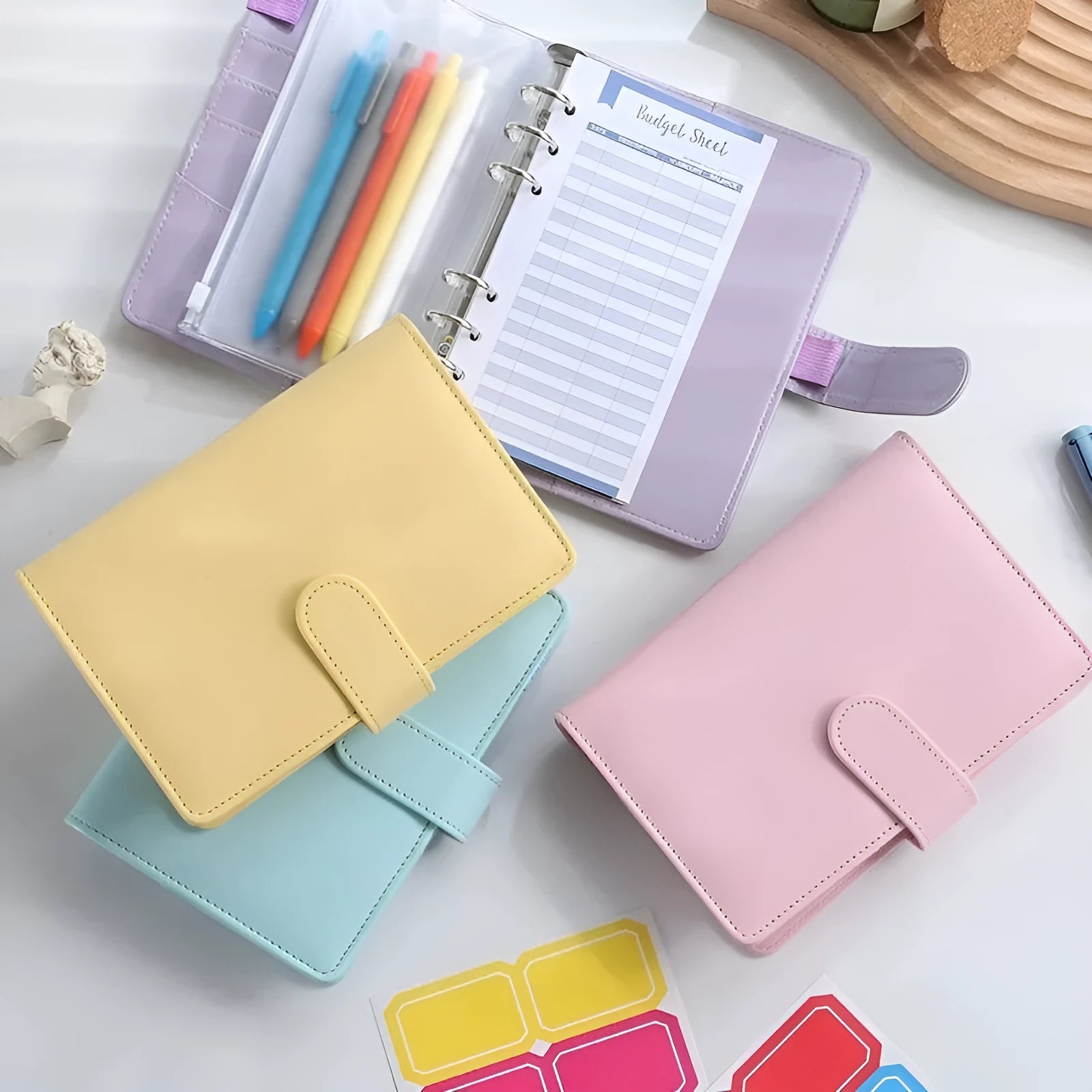 A5 PU leather notebook shell zipper binder bag in multiple solid colour options