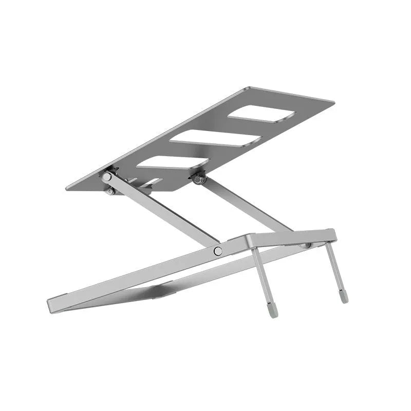 Aluminium alloy folding laptop cooling rack shown in an ordinary style variant.