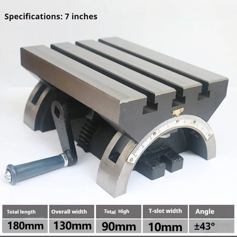 Adjustable angle cast iron workbench 15-inch with side degree scale and 45 degree tilt