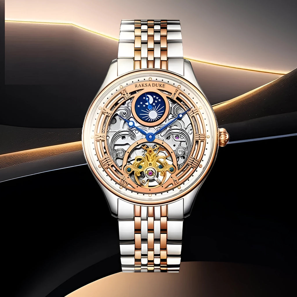 Men's waterproof business watch with stainless steel strap showing 16mm thickness