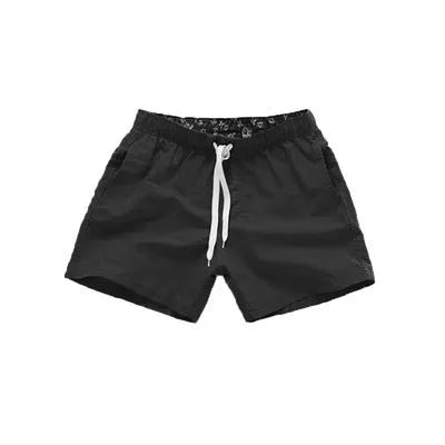 Men's summer surf shorts in plain colour, straight-leg beach pants
