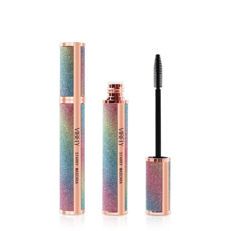Black 4D waterproof mascara tube with applicator for long thick lashes