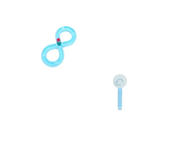 Cat toy turntable with a ball on a circular track, white and blue plastic, 50cm wide, for interactive play