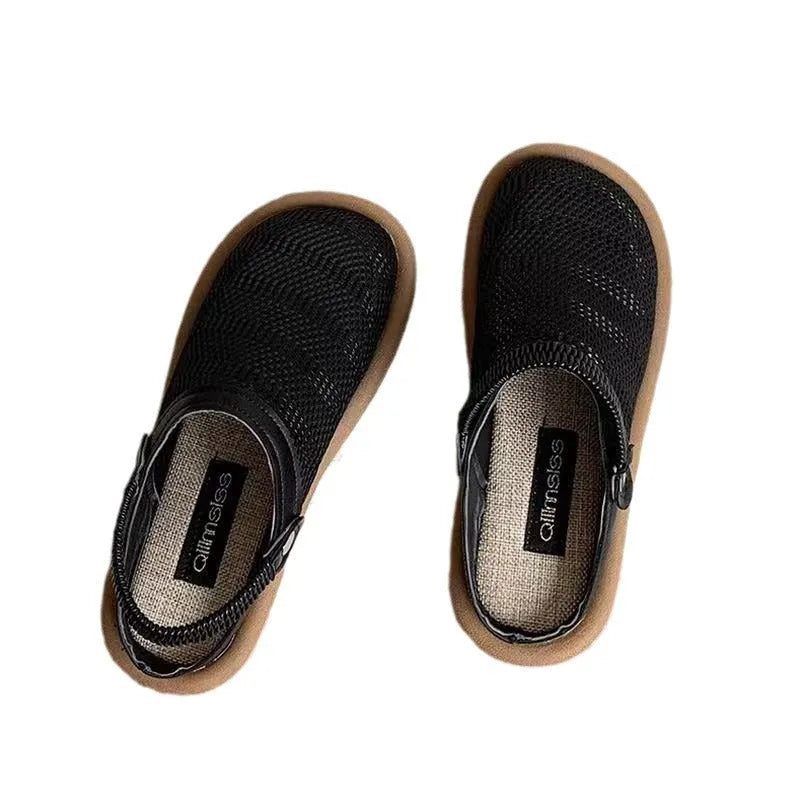Breathable linen and mesh slip-on shoe with a soft rubber sole in milky white colour.