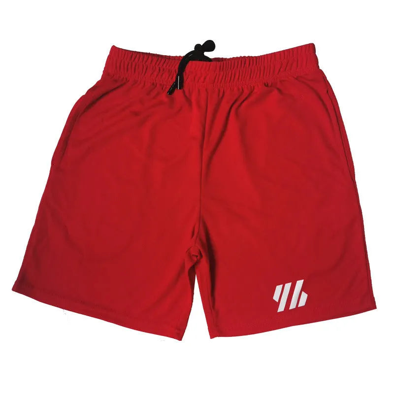 Metal silk fabric sports shorts in loose running style on a hanger, shown in army green colour.