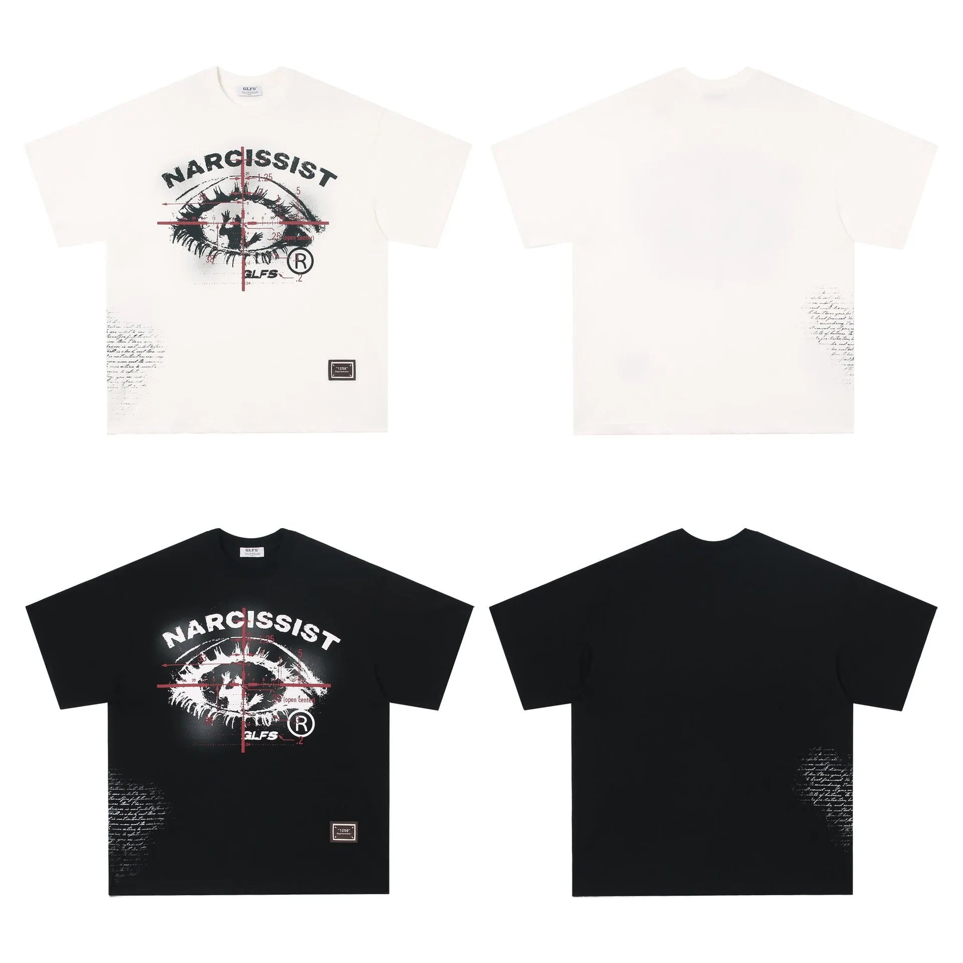 Black and white American Retro Hip Hop Gothic short sleeve cotton T-shirt for teenagers
